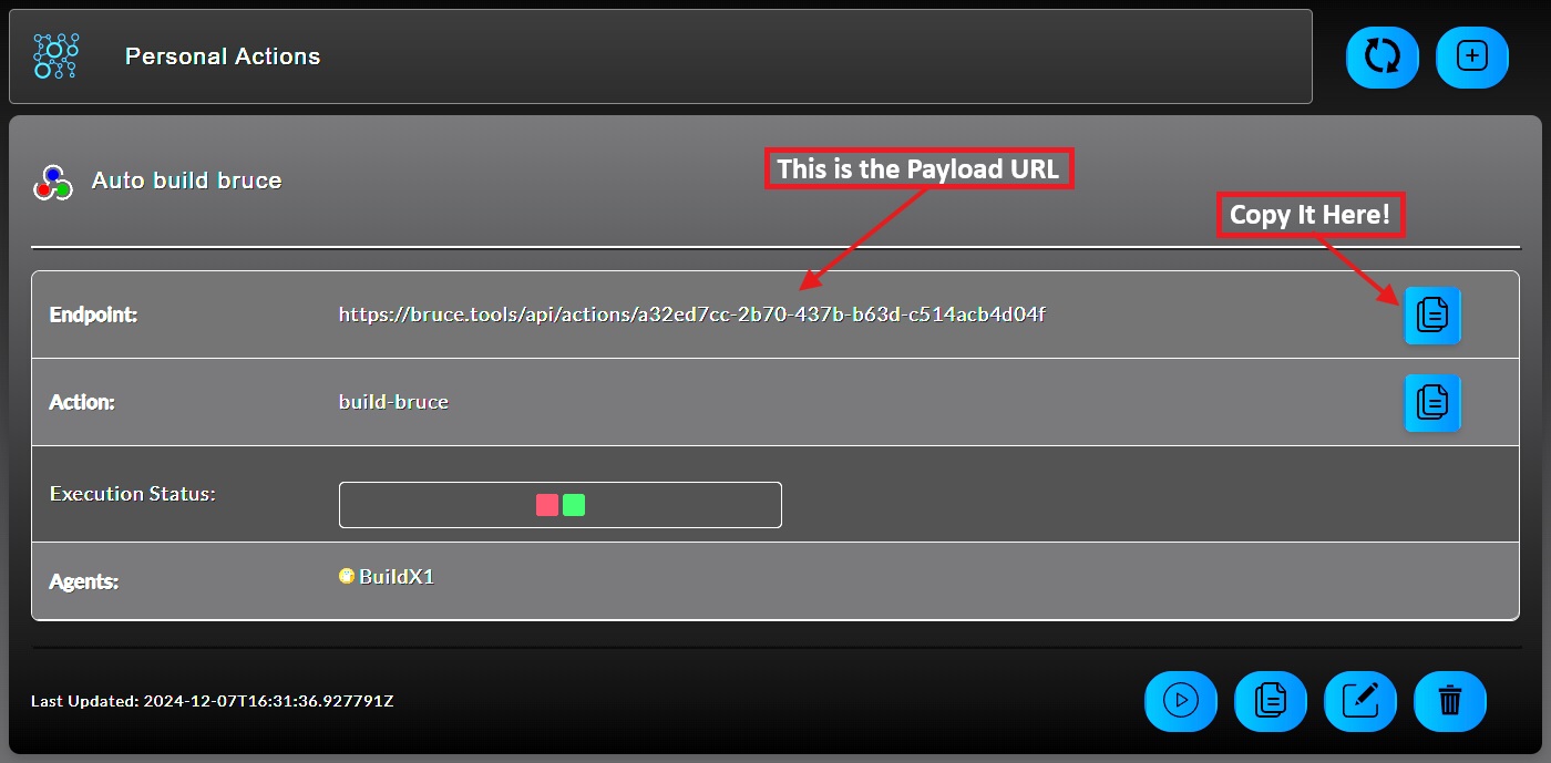 Action payload URL